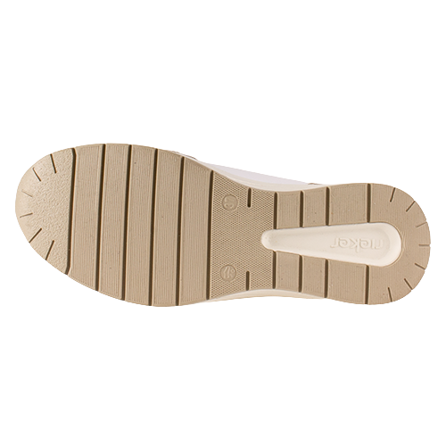 Beige shoe sole with a brand logo on a white background