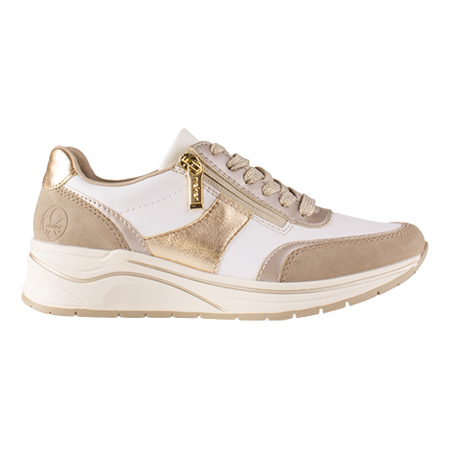 White and gold sneaker on a white background