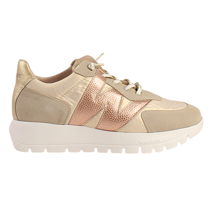 Wonders Ladies Trainers - A-2464 - Beige/Rose Gold