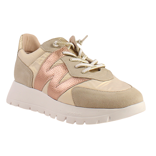 Wonders Ladies Trainers - A-2464 - Beige/Rose Gold