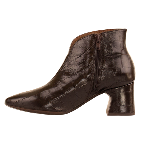 Wonders Ladies Block Heeled Ankle Boots - I-9013 - Brown Patent
