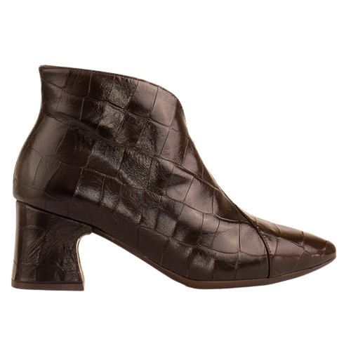 Wonders Ladies Block Heeled Ankle Boots - I-9013 - Brown Patent