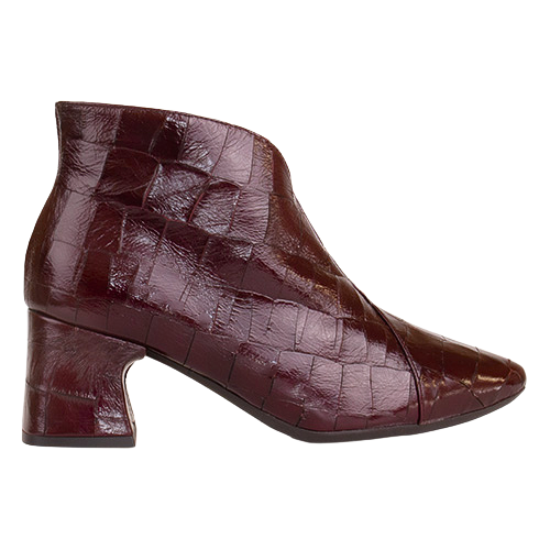 Wonders Ladies Block Heeled  Ankle Boots- I-9013 - Burgundy Patent