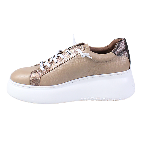 Wonders  Ladies Flatform Trainers - A-2670 - Taupe