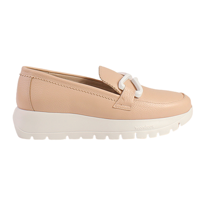 Wonders Ladies Flatform Loafers - A-2480 - Nude