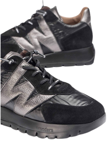 Wonders Ladies Trainers - A-2464 - Black Metallic