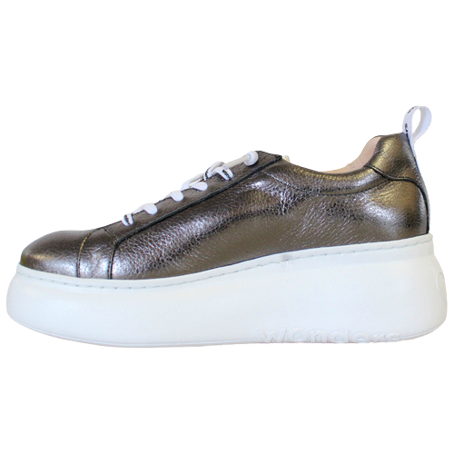 Wonders - Leather Platform Trainers Silver- 2632, The Shoe Horn