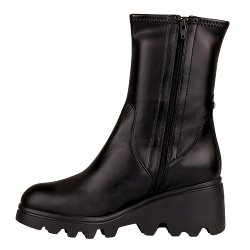 Wonders Ladies Wedge Sock Boots - G-7030 - Black