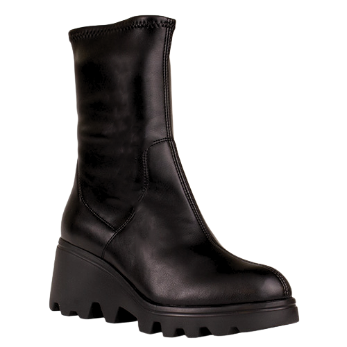 Wonders Ladies Wedge Sock Boots - G-7030 - Black