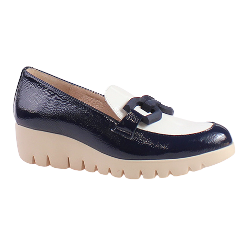 Wonders Ladies Wedge Loafers - C-33311 - Navy Patent