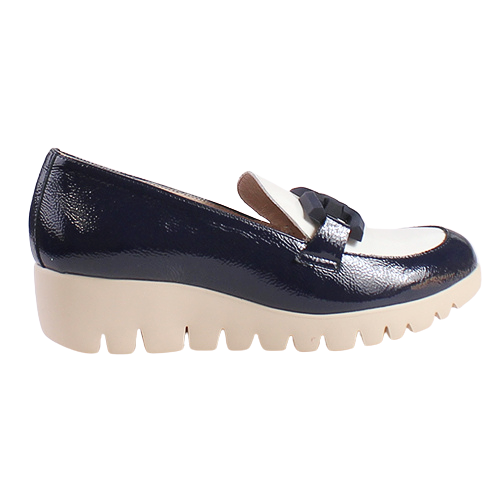 Wonders Ladies Wedge Loafers - C-33311 - Navy Patent