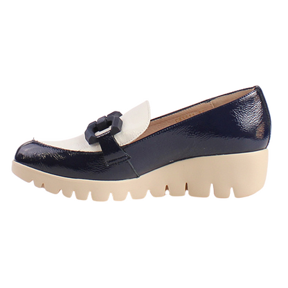 Wonders Ladies Wedge Loafers - C-33311 - Navy Patent