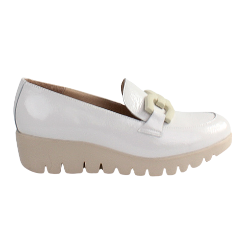 Wonders Wedge Loafers - C-33311 - White Patent
