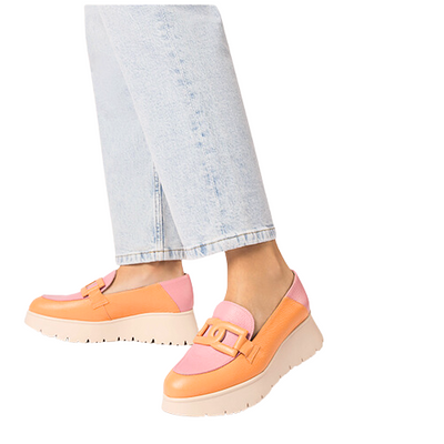 Wonders Wedge Loafers - C-7301 - Pink/Orange