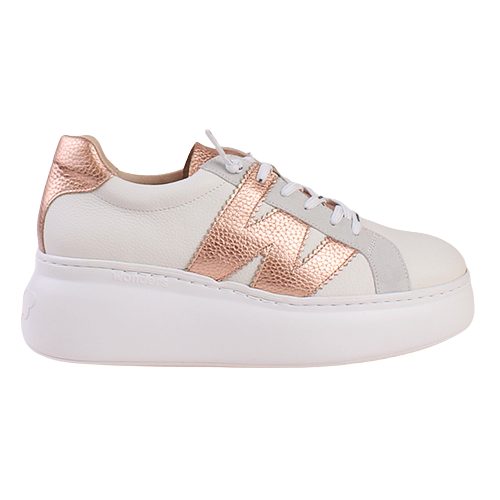 Wonders Ladies Flatform Trainers - A-2670 - White/Rose Gold