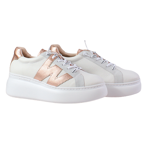 Wonders Ladies Flatform Trainers - A-2670 - White/Rose Gold