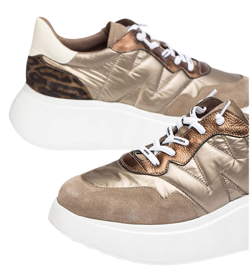 Wonders Wedge Trainers - A-3610 - Taupe Gold