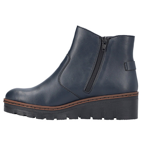 Rieker Wedge Ankle Boot - X9164 - Navy