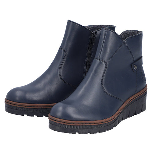 Rieker Wedge Ankle Boot - X9164 - Navy