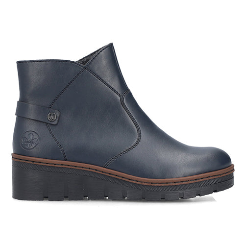 Rieker Wedge Ankle Boot - X9164 - Navy