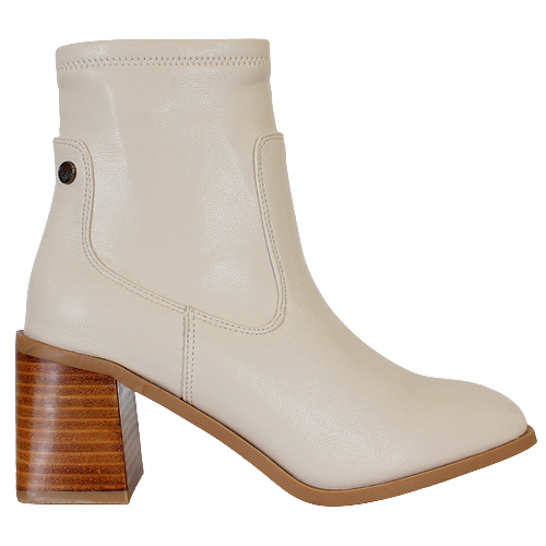 XTI Block Heeled Ankle Boots-140486 -Ice