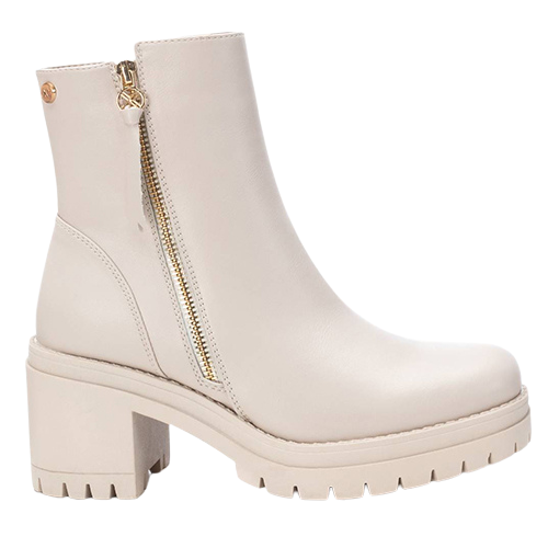 XTI Block Heeled Ankle Boots - 141538 - Beige