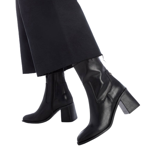 XTI Ladies Block Heeled Ankle Boots - 143421 - Black