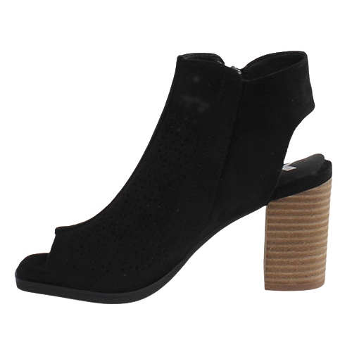 XTI Block Heeled Peep Toe Sandals - 142429 - Black