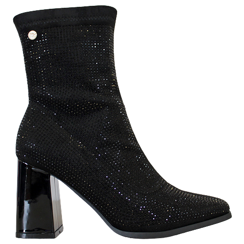 XTI  Block Heel Dressy Ankle Boots - 142047 - Black