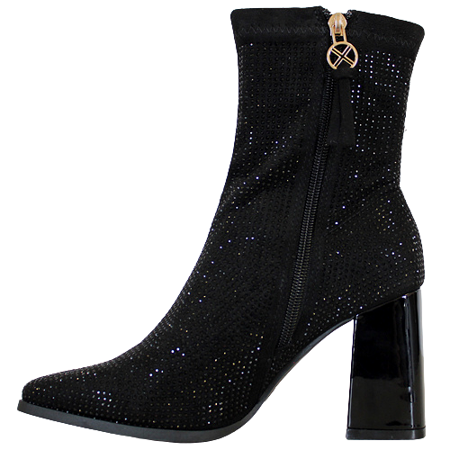 XTI  Block Heel Dressy Ankle Boots - 142047 - Black