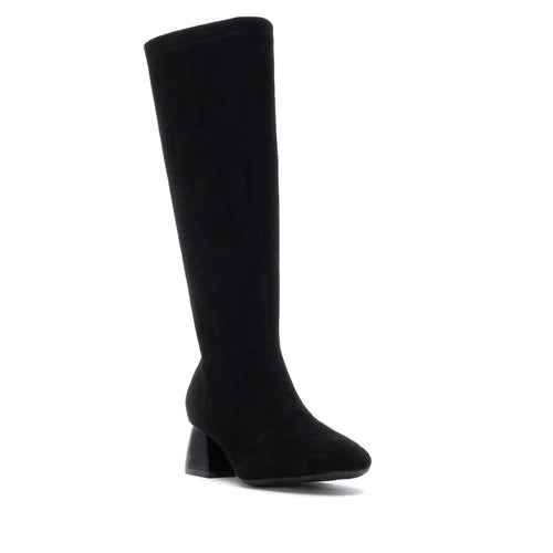 XTI Ladies Block Heeled Knee Boots - 144291 - Black