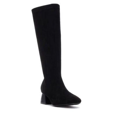 XTI Ladies Block Heeled Knee Boots - 144291 - Black