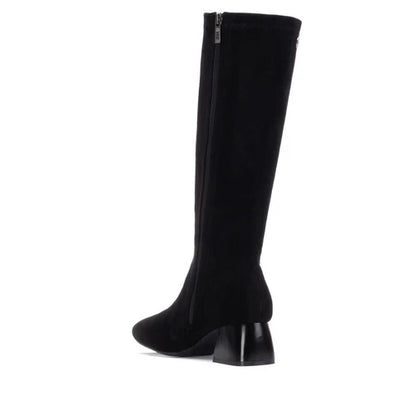 XTI Ladies Block Heeled Knee Boots - 144291 - Black