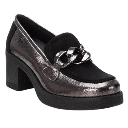 XTI Block Heeled Loafers - 143206 - Pewter