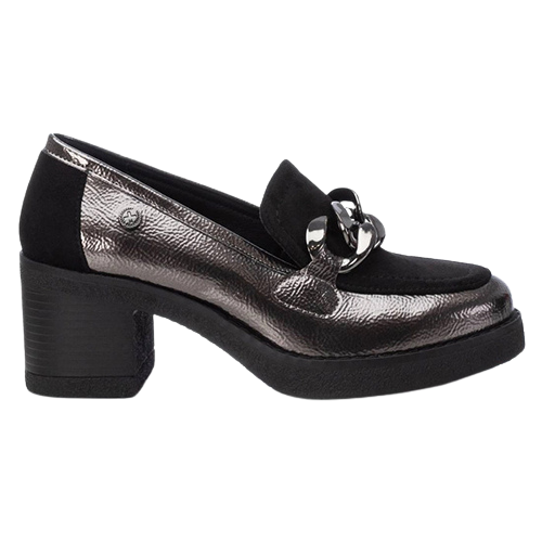 XTI Block Heeled Loafers - 143206 - Pewter