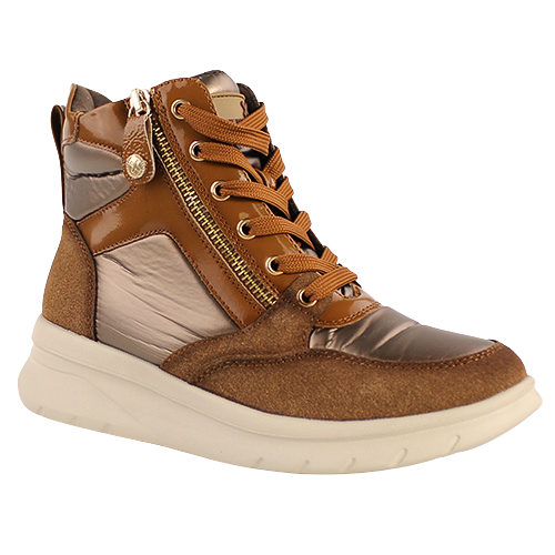 XTI Ladies Hi Top Trainers 143200 Camel Greenes Shoes