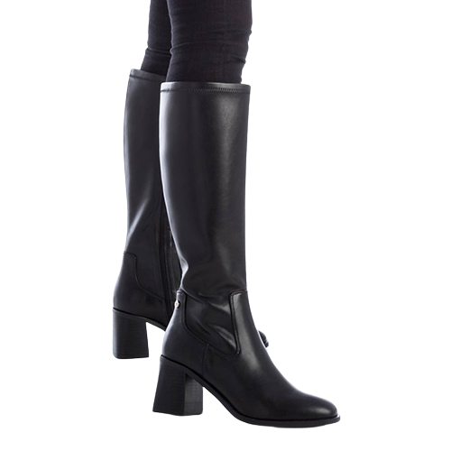 XTI Block Heeled Knee Boots - 143422 - Black