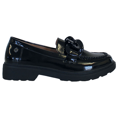 XTI Ladies Loafer Shoes - 141174 - Black Patent