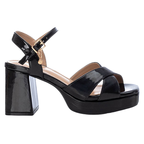 XTI Ladies Platform Sandals - 142356 - Black Patent