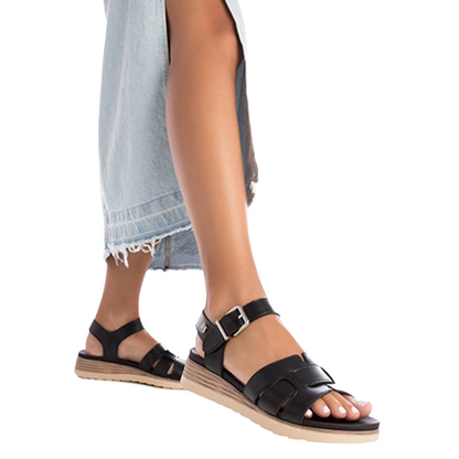 XTI Low Wedge Sandals - 142900 - Black