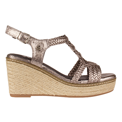 XTI Ladies Wedge Sandals - 145456 - Pewter