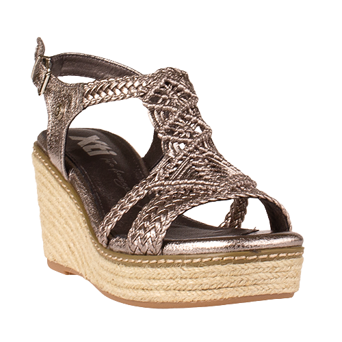 XTI Ladies Wedge Sandals - 145456 - Pewter