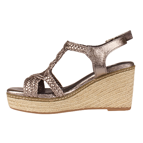 XTI Ladies Wedge Sandals - 145456 - Pewter
