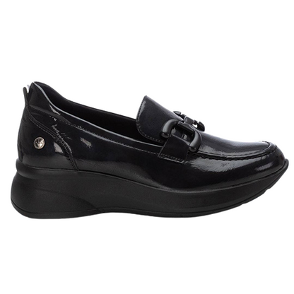 XTI Ladies Wedge Loafers - 143426 - Black Patent