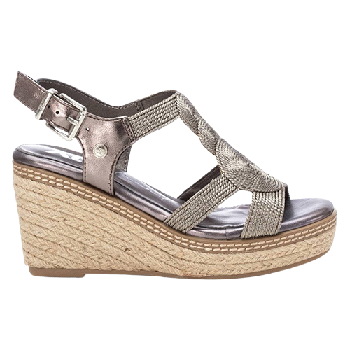 XTI Ladies Wedge Sandals - 142320 - Pewter