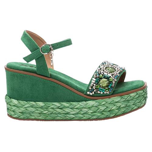 XTI Ladies Wedge Sandals - 142677 - Green