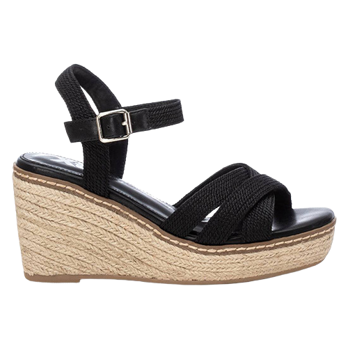 XTI Ladies Wedge Sandals - 142906 - Black
