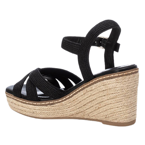 XTI Ladies Wedge Sandals - 142906 - Black