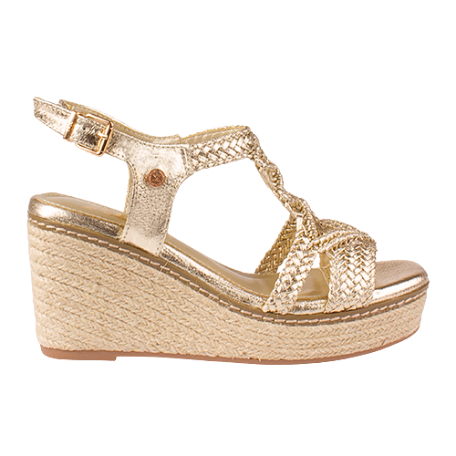 XTI Ladies Wedge Sandals - 145456 - Gold