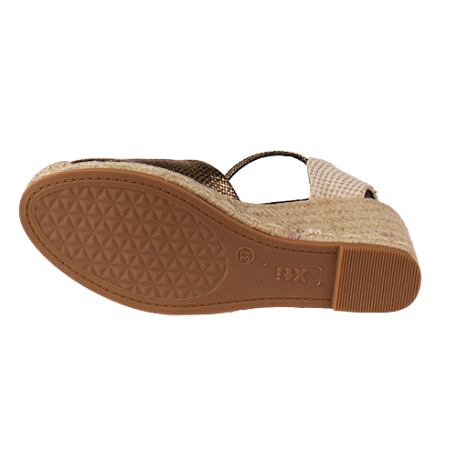 XTI Ladies Wedge Sandals - 145337 - Black/Gold